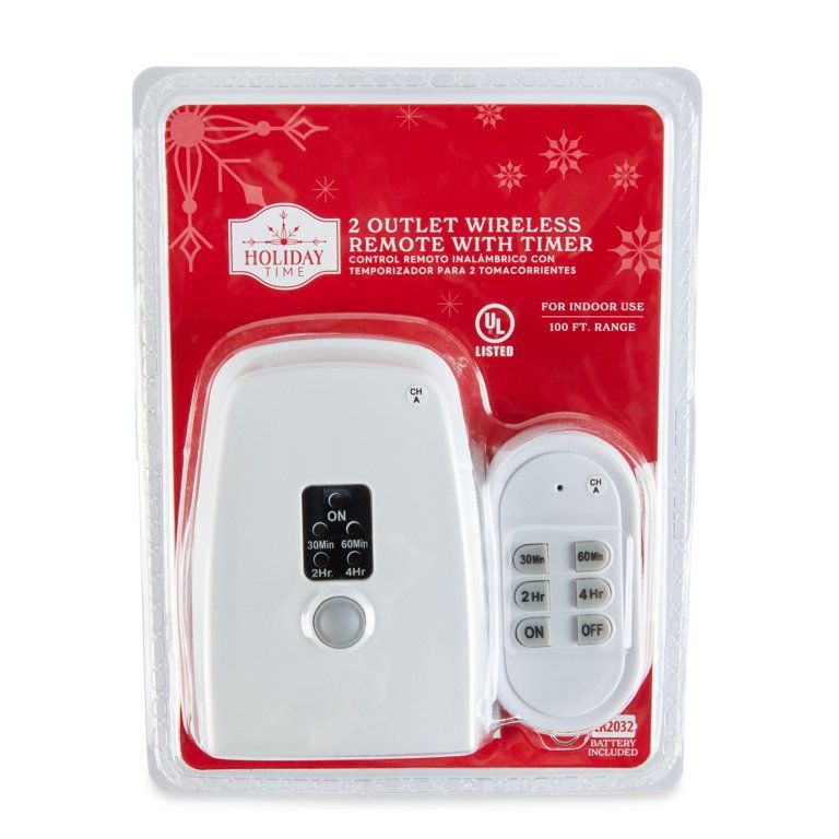 Holiday Time 2-Outlet Wireless Remote with Timer, White - Walmart.com | Walmart (US)