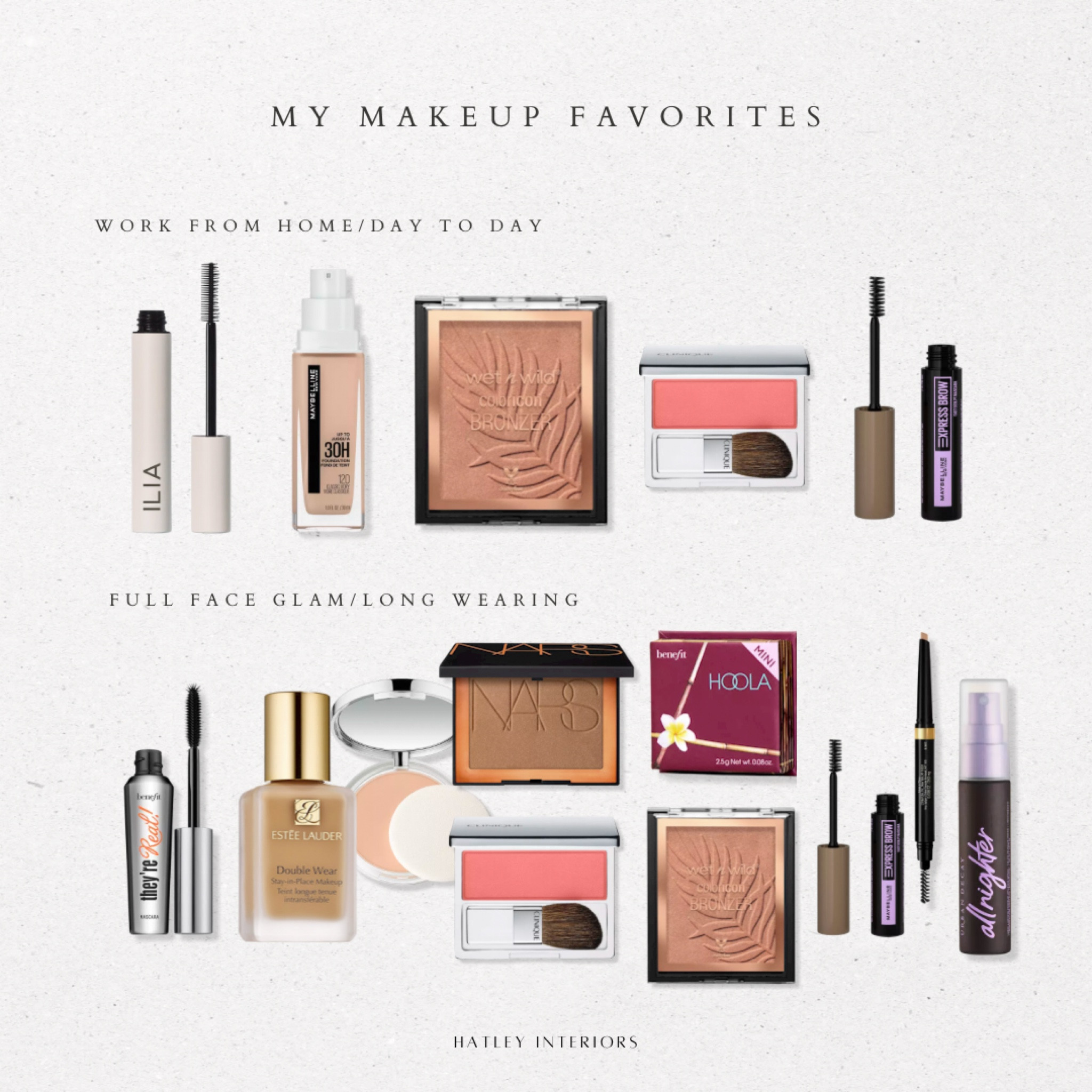 I usually swap foundations & mascara for everyday use! 

Shades: 
Estée Laudee Dbl wear - 2N2 Buff
Maybelline - classic ivory 
Ilia Mascara - after midnight 
Benefit they’re real - black
Clinique - 02 neutral fair 
Bronzer - ticket to brazil
Benefit Hoola: original 
Nars: Laguna 
Clinique blush: sunset glow 
Eyebrow gel: light blonde 
Eyebrow pencil: blonde 



#LTKunder100 #LTKunder50 #LTKbeauty