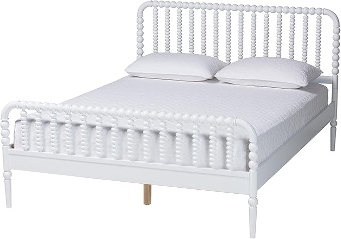 Baxton Studio Lucera Bobbin Wood Platform Bed, Full, White | Amazon (US)