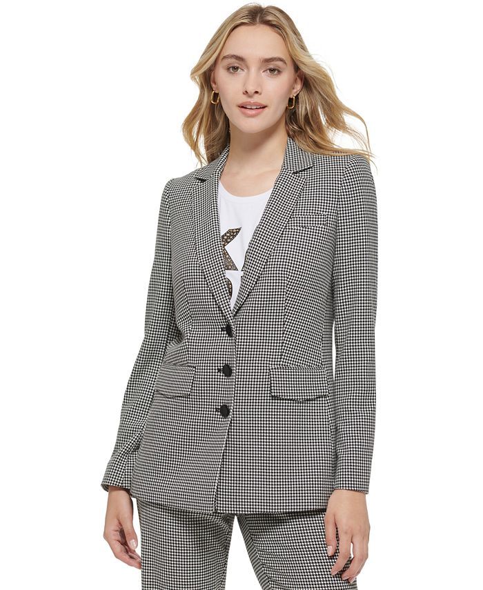 Women's Houndstooth Button-Front Blazer | Macys (US)