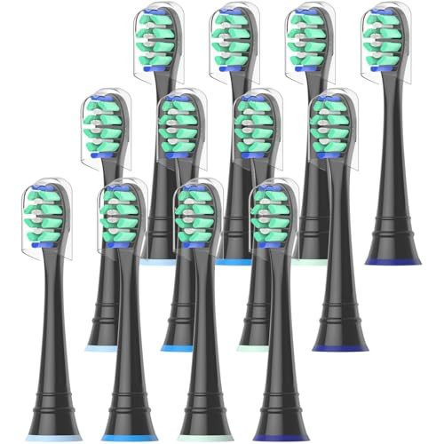 Replacement Heads Compatible with Sonicare Toothbrush, Replacement Brush Head for Philips Sonicare Electric Toothbrush 4100 5100 6100 9900 C2 W3 and More Click-on Handles 12 Black | Amazon (US)