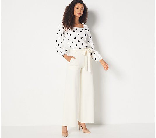 Girl With Curves Regular Wide Leg Ponte Pants | QVC