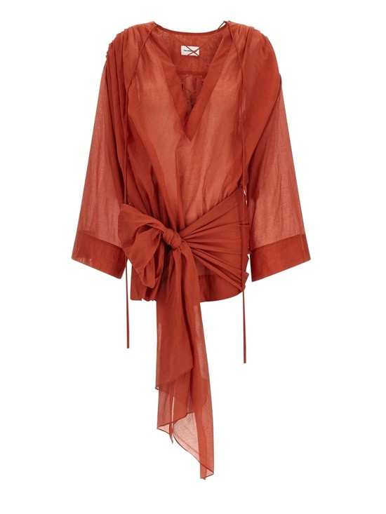 Indira dress. Tie-Front Rust Wrap Blouse | Poshmark