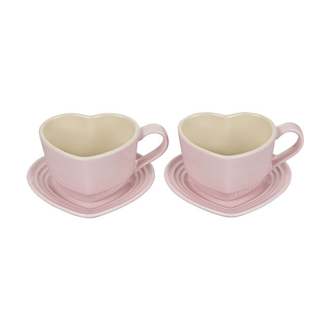 Heart 2-Piece Mugs with Saucers Set | Le Creuset