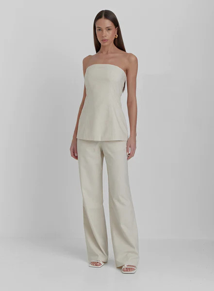 Cream Linen Look Longline Corset Top-Liana | 4th & Reckless