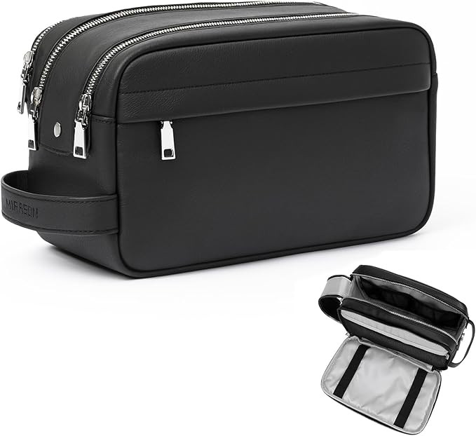 MIRASON Travel Toiletry Bag for Men Leather Travel Bag for Toiletries, Dopp Kit Water-resistant S... | Amazon (US)