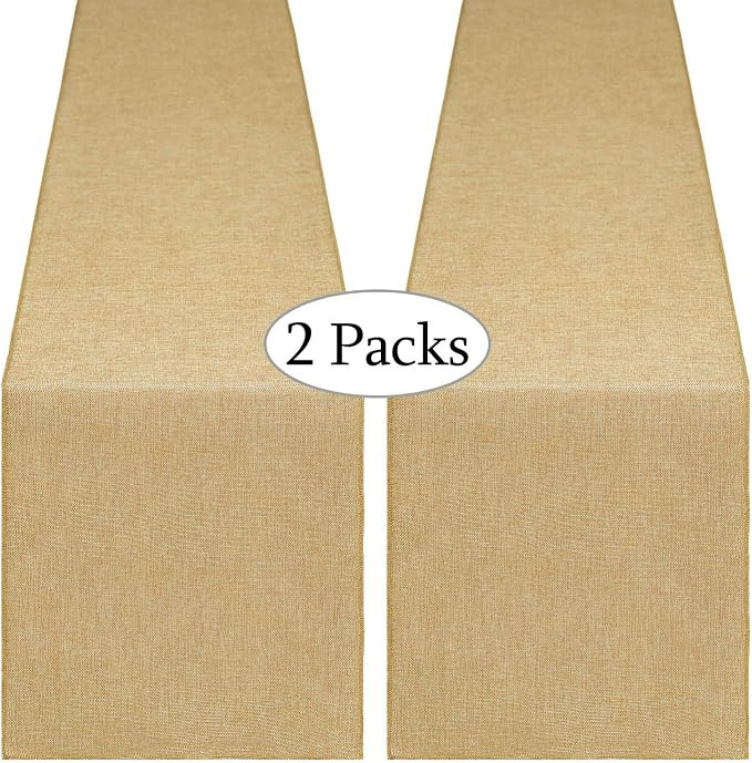 B-COOL 2 Pieces Burlap Table Runners 13x108 Inch Thanksgiving Table Runner Dresser Cover for Farm... | Amazon (US)