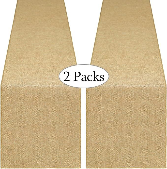 B-COOL 2 Pieces Burlap Table Runners 13x108 Inch Thanksgiving Table Runner Dresser Cover for Farm... | Amazon (US)