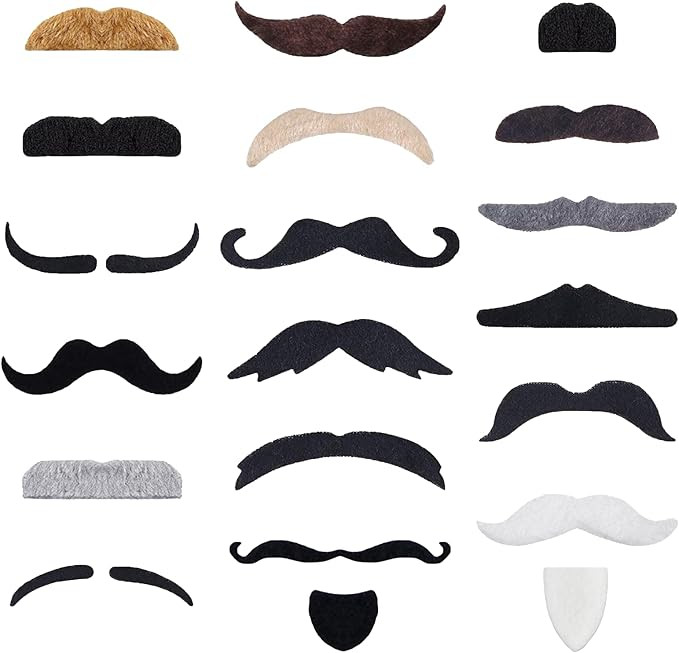 KICNIC 60 Pcs Fake Mustaches Self Adhesive (20 Designs) Novelty Hairy Beard Costume Facial Hair f... | Amazon (US)