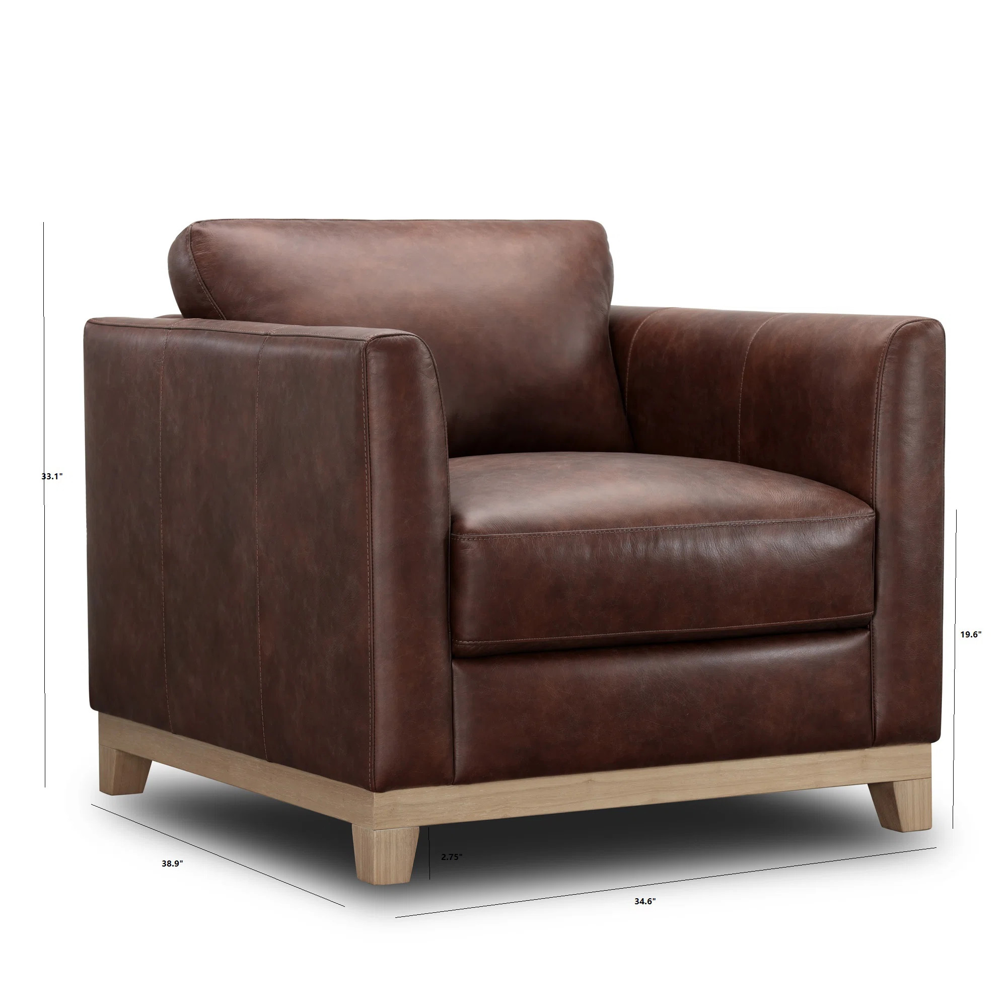 Jacobs 34.6'' Wide Genuine Leather Top Grain Leather Club Chair | Wayfair North America