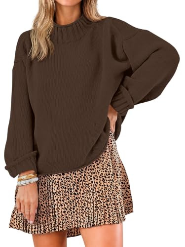 Saodimallsu Womens Oversized Sweaters Mock Neck Chunky Knit Pullover Tops | Amazon (US)