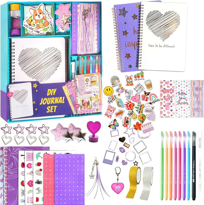 2 Pack DIY Journal Kit,journal for girls ages 8-12 journal kit Birthday Gifts,DIY Journal Set for... | Amazon (US)