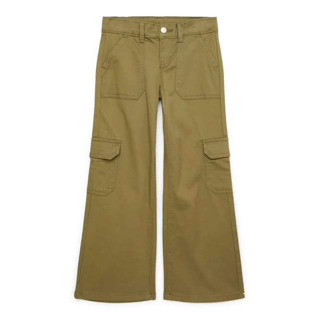 Wonder Nation Girls Wide Leg Cargo Jeans, Sizes 4-18 & Plus | Walmart (US)