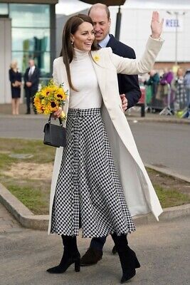 ZARA BLACK WHITE HOUNDSTOOTH CHECK TWEED MIDI SKIRT SIZE S 8/4 Royal Princess   | eBay | eBay US