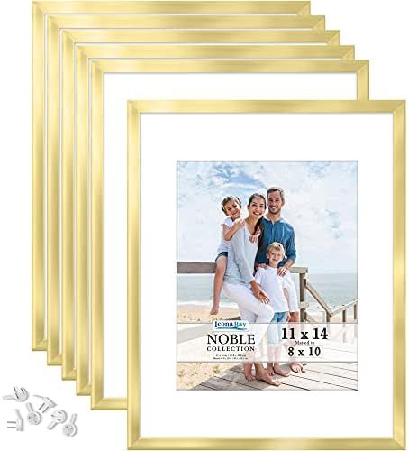 Icona Bay 11x14 Picture Frames w/Mat (Gold, 6 Pack), Modern Professional Frame Set, Wall Mount On... | Amazon (US)