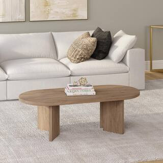 Meyer&Cross Alma 47.63 in. Antiqued Gray Oak Oval MDF Top Coffee Table CT2089 - The Home Depot | The Home Depot