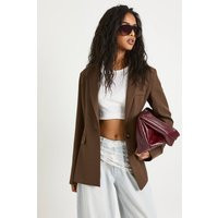 Womens Oversized Tailored Blazer - Brown - 12 | boohoo (US & Canada)
