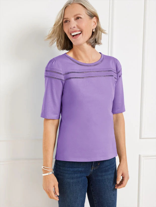 Ladder Stitch Crewneck Tee | Talbots