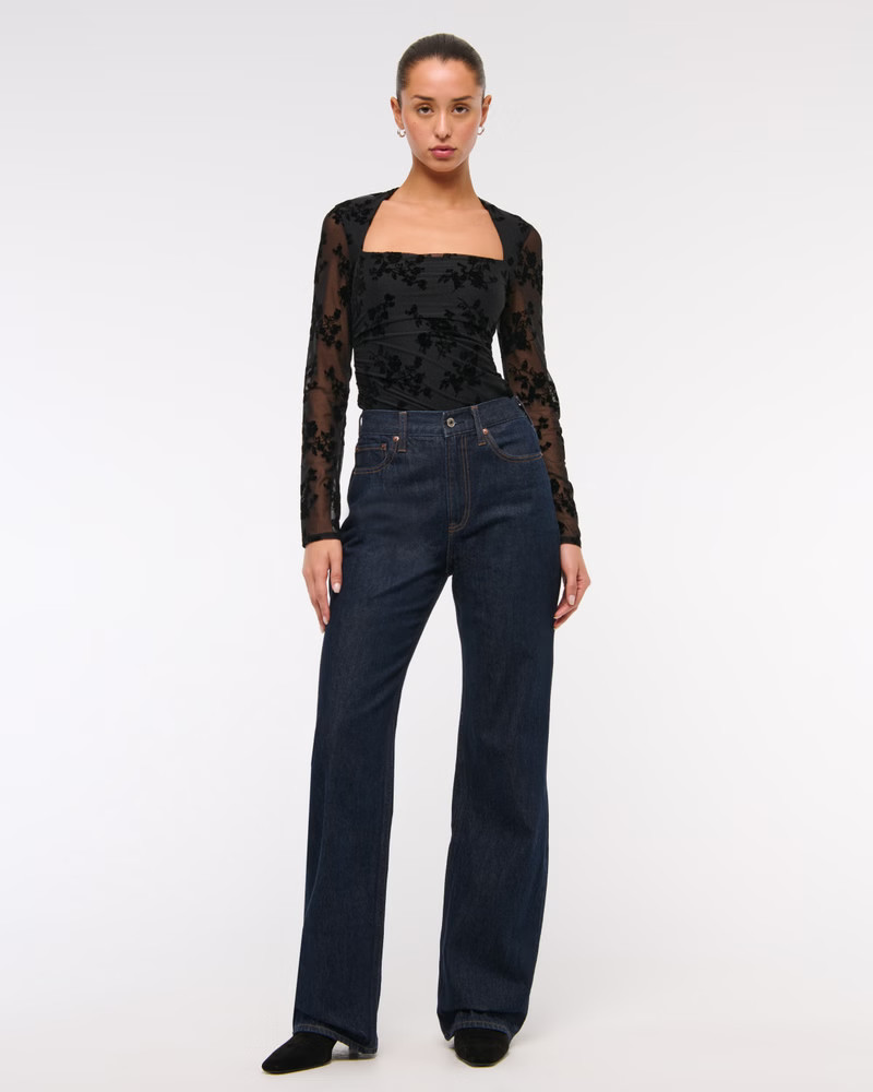 The A&F Ava Long-Sleeve Mesh Top | Abercrombie & Fitch (US)