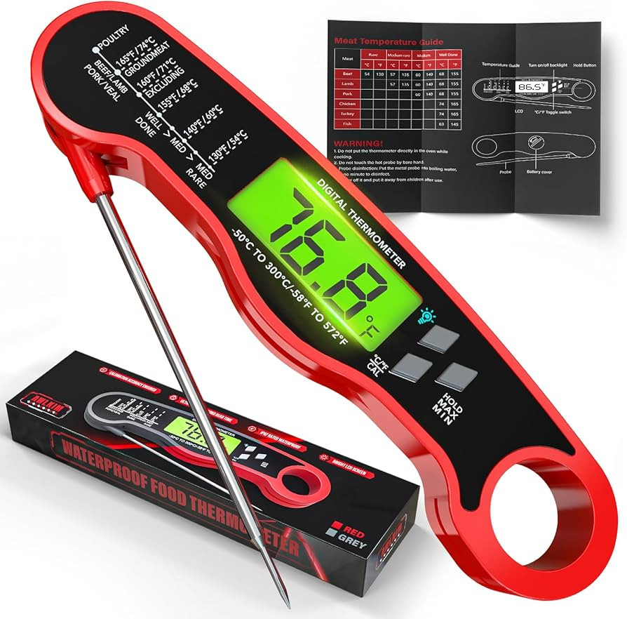 Meat Thermometer Digital - Waterproof Kitchen Thermometer with Backlight and Hold, Fast Instant R... | Amazon (US)