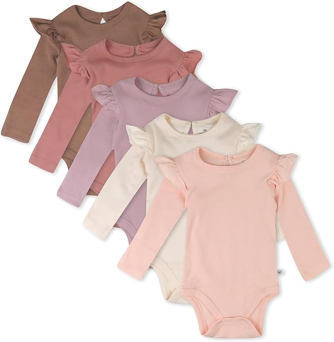 HonestBaby Long Sleeve Bodysuits Multipack Organic Cotton for Infant Baby Girls | Amazon (US)