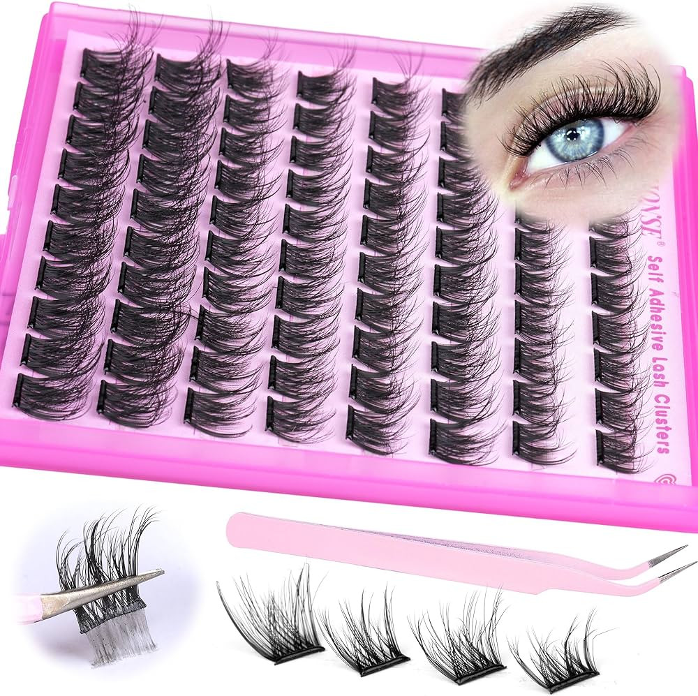 Reusable Self Adhesive Eyelashes Wispy Self Adhesive Lash Clusters Fluffy Press on Lashes Extensi... | Amazon (US)