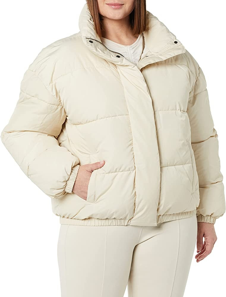 Daily Ritual Women's Relaxed-Fit Mock-Neck Short Puffer Jacket (Available in Plus Size) | Amazon (US)