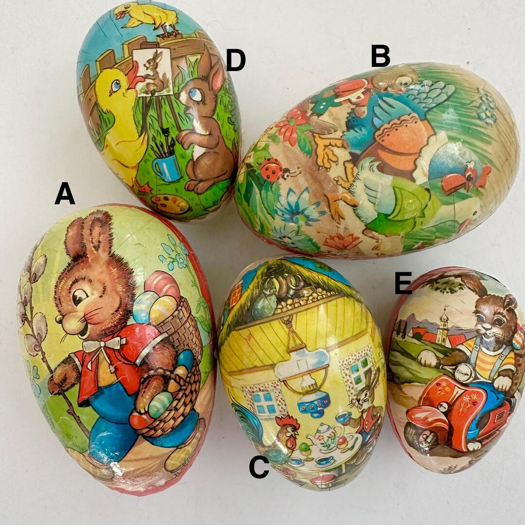 Vintage Easter Paper Mâché West Germany Candy Egg Containers - Ducks Bunnies Chicks - EACH SOLD... | Etsy (US)
