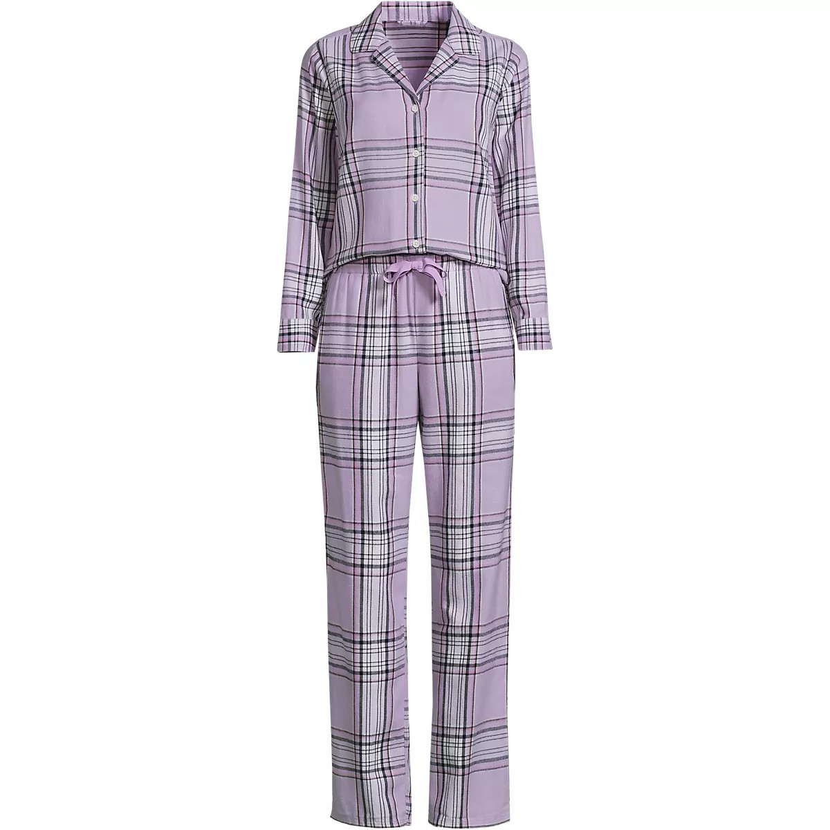 Women's Flannel 2 Piece Pajama Set - Long Sleeve Shirt and Pants | Lands' End (US)