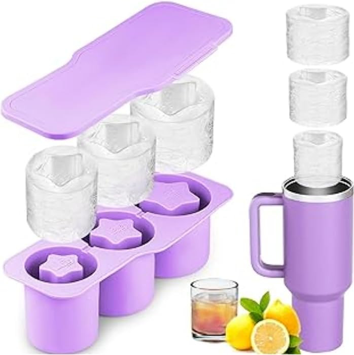 Ice Cube Tray for Stanley Cup, Silicone Ice Cube Tray Star Mold with Lid, Fits 20/30/40 oz Tumblers, Whiskey Glasses, Popsicle Mold, Reusable, Dishwasher Safe (Purple), Regular, ICT001 | Amazon (US)