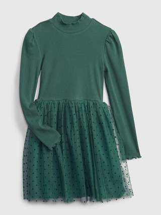 Kids Ribbed-Knit Mix-Media Print Dress | Gap (US)