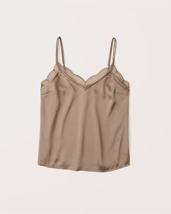 Double Strap Lace Trim Cami | Abercrombie & Fitch (US)