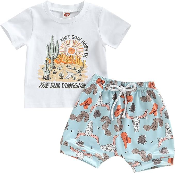 Kupretty Baby Boy Clothes Toddler Summer Outfit Short Sleeve T-Shirt Tee Tops Joggers Casual Shor... | Amazon (US)