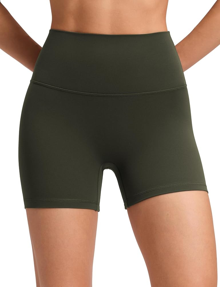 CRZ YOGA Butterluxe No Front Seam Biker Shorts 4" - High Waisted Lounge Pilates Workout Athletic ... | Amazon (US)
