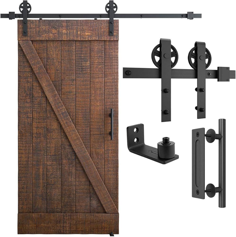 SMARTSTANDARD 6.6ft Heavy Duty Sliding Barn Door Hardware Kit, Black, (Whole Set Includes 1x Pull... | Amazon (US)