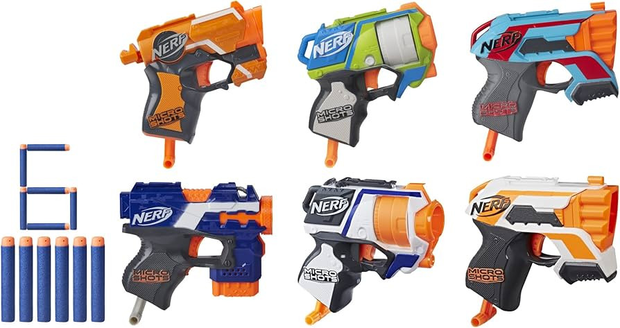 NERF MicroShots 6-Blaster Bundle - 6 Mini Dart-Firing Elite Blasters and 6 Official Elite Darts -... | Amazon (US)