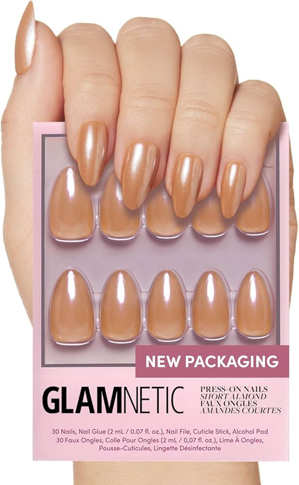 Glamnetic Press On Nails - Maple Glaze | Short Almond Nude Brown Neutral Nails with Glaze Finish ... | Amazon (US)