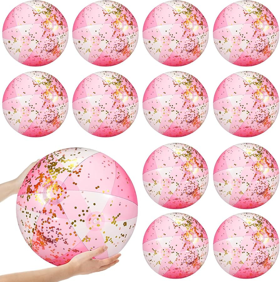 Chitidr 12 Pcs 16 Inch Inflatable Beach Ball Glitter Bulk Clear Confetti Pool Swimming Bubble Bal... | Amazon (US)