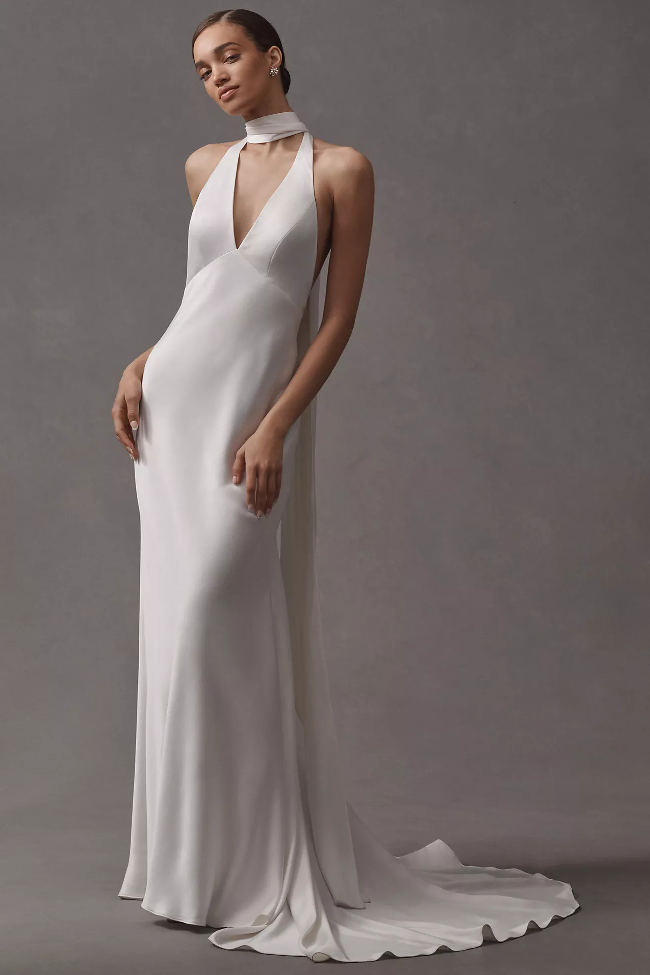 Jenny by Jenny Yoo Jennifer Plunge Satin Wedding Gown | Anthropologie (US)
