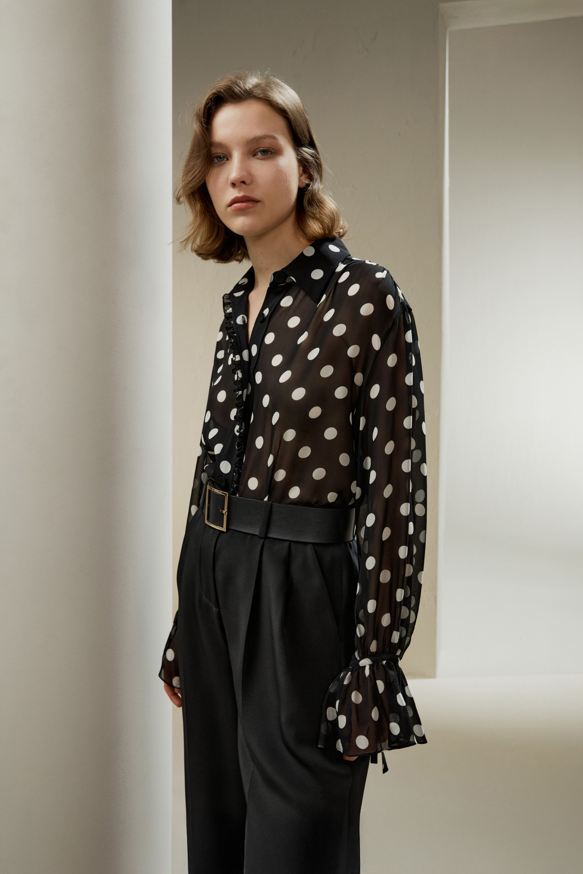 Camicetta in georgette a pois | LilySilk