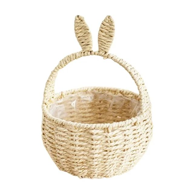 Uhuya Easter Basket Artificial Rattan Handheld Flower Basket Rabbit Ears Paper Rope Woven Handhel... | Walmart (US)