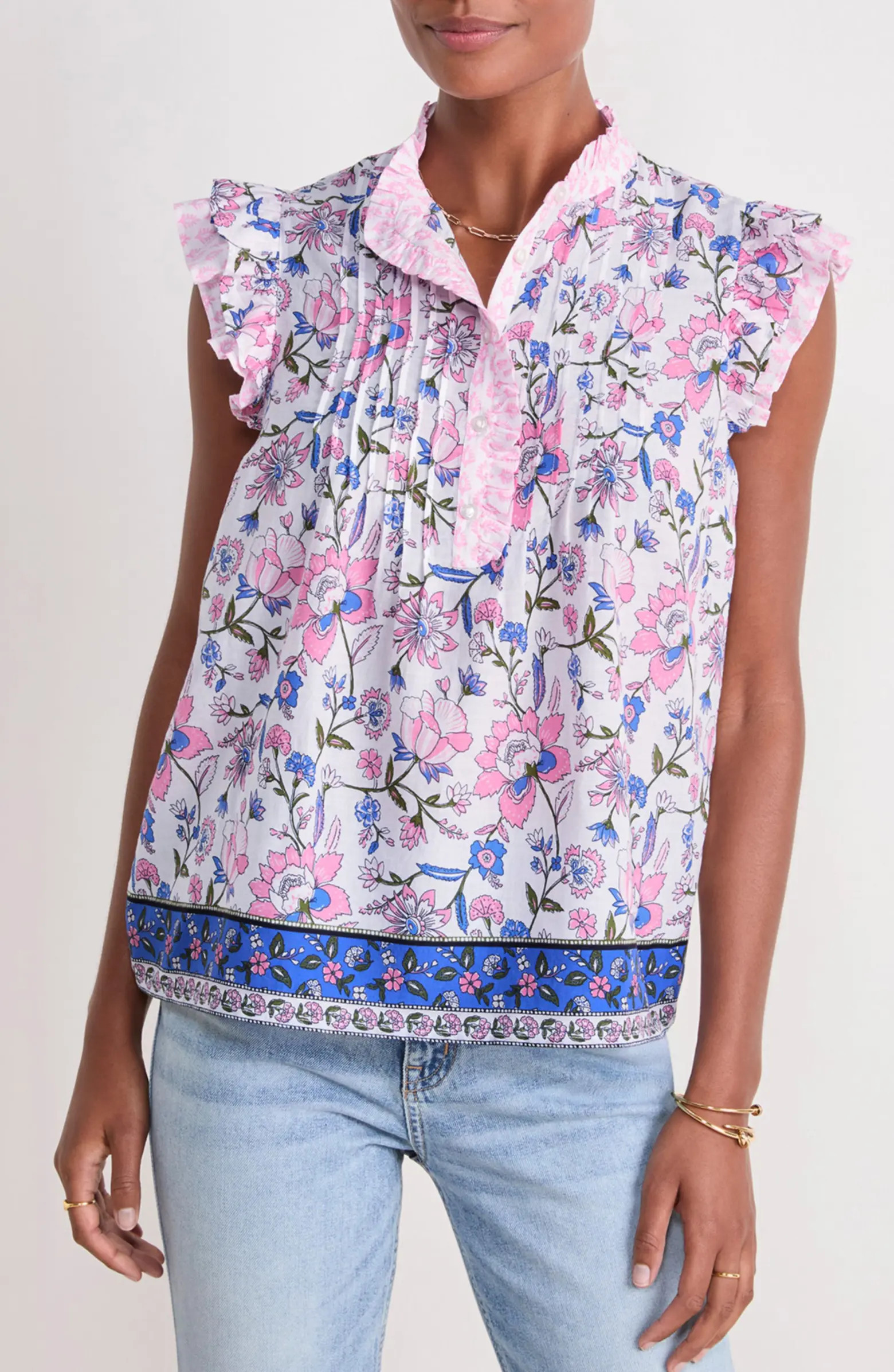 Floral Flutter Sleeve Top | Nordstrom