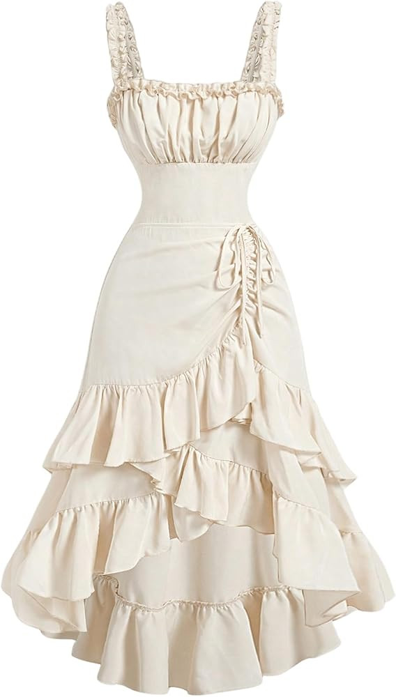 SOLY HUX Women's Layered Ruffle Hem Dress Sleeveless Ruched Asymmetrical Long Party Dresses | Amazon (US)