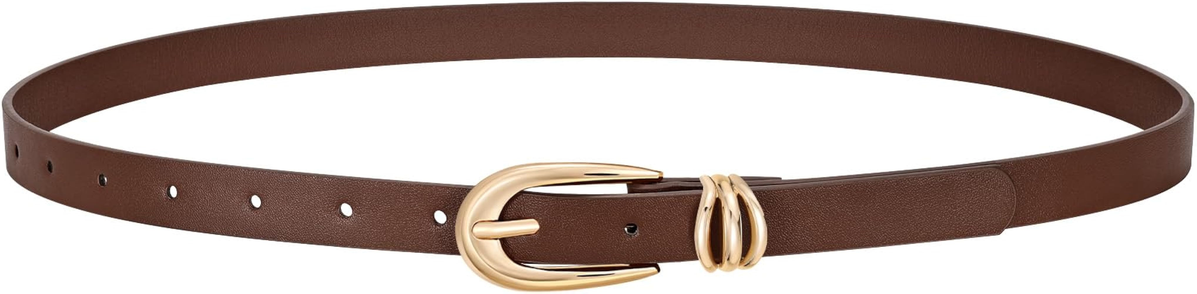 JASGOOD Women Leather Belt for Jeans Pants Fashion Skinny Waist Belt Ladies Thin Dress Belt with ... | Amazon (CA)