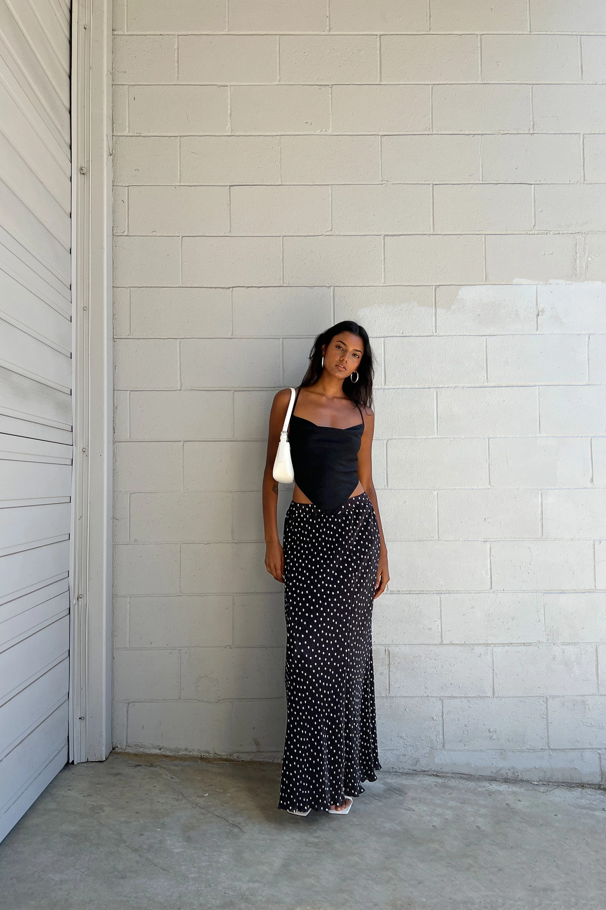 PLEATED PRINTED MAXI SKIRT | OAK + FORT