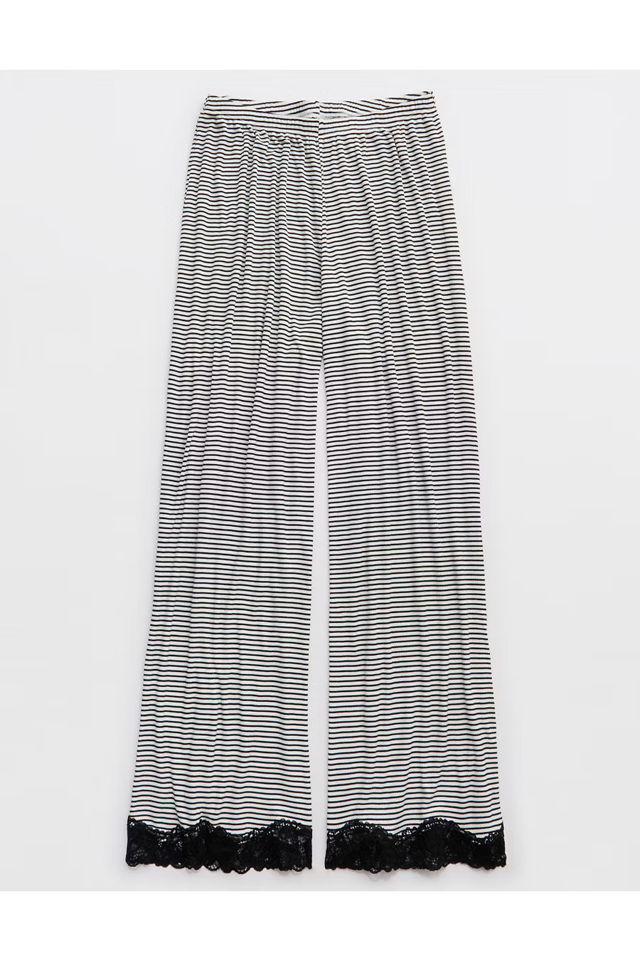 Aerie Real SoftÂ® Rib Trouser PJ Women's Black XXL | Aerie