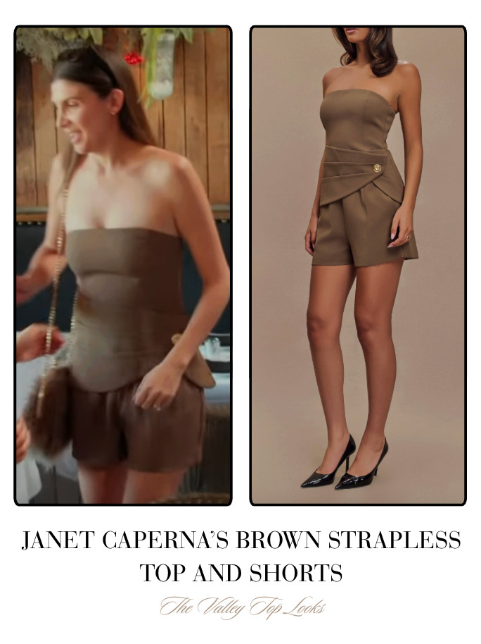 Janet Caperna's Brown Strapless Top and Shorts 

 