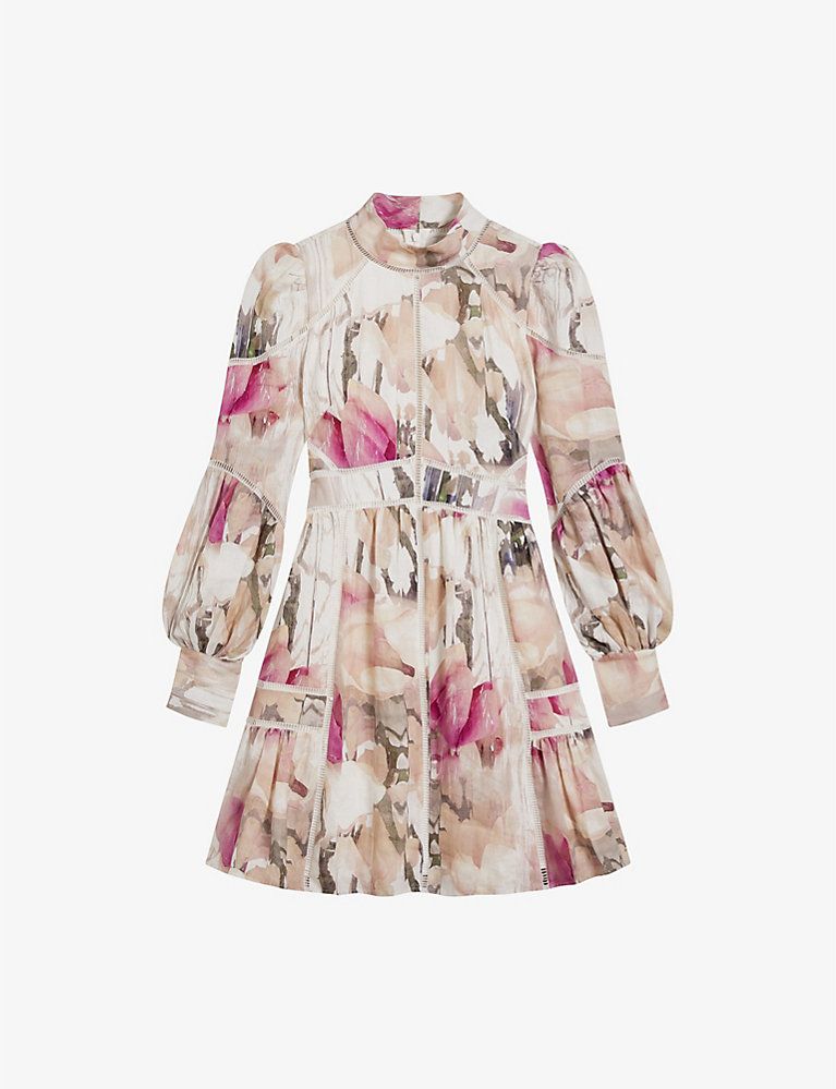 Fleurz floral-patterned linen mini dress | Selfridges