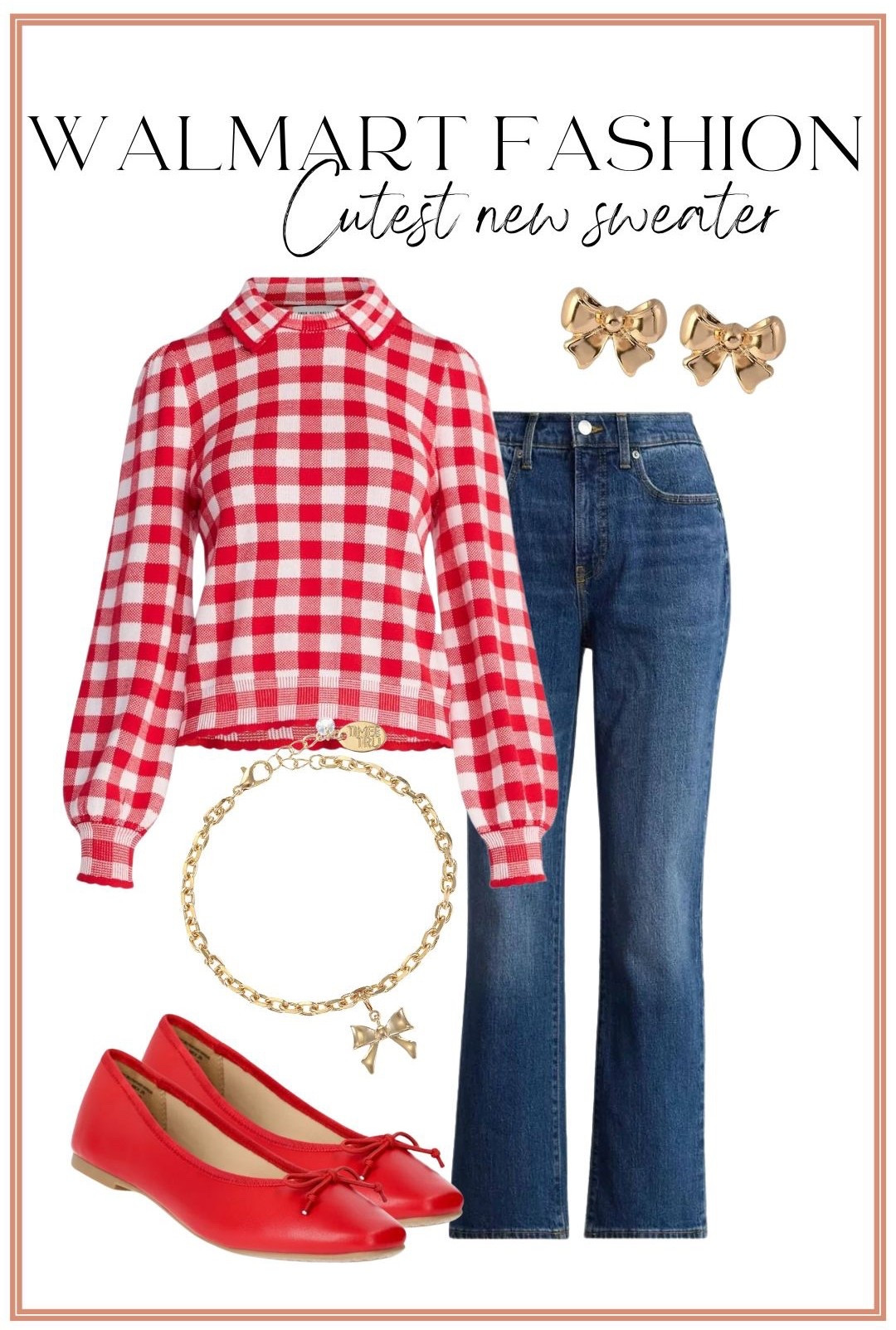 Walmart fashion just dropped the cutest new sweater and I am obsessed ❤️🤍 This red gingham beauty is the perfect mix of classic, cozy, and festive for the holiday season. Pair it with your favorite denim, ballet flats, and bow jewelry for the sweetest everyday look.

Such a fun statement piece for Christmas activities, school events, holiday parties, or a casual winter outfit. Great quality, true to size, and under budget—Walmart wins again! 🎀✨

Everything is linked in LTK for easy shopping!

#WalmartFashion #WalmartFinds #HolidayOutfits #GinghamSweater #FestiveStyle #AffordableFashion #LTKHoliday #LTKSeasonal #WinterOutfitInspo #HolidayStyle #WalmartOutfits #CozyStyle