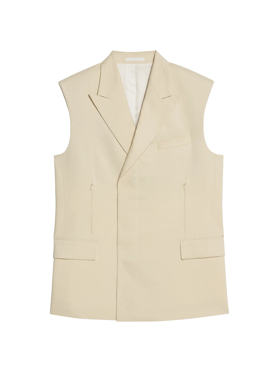 Women's Oversized Linen-Blend Blazer Vest - Summer Sand - Size Large | Saks Fifth Avenue